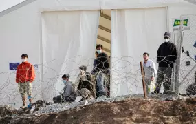 The Mavrovouni refugee camp on the Greek island of Lesvos in March 2021. Greek authorities are accused of systematically pushing back migrants and asylum seekers from Lesvos and other arrival points. 